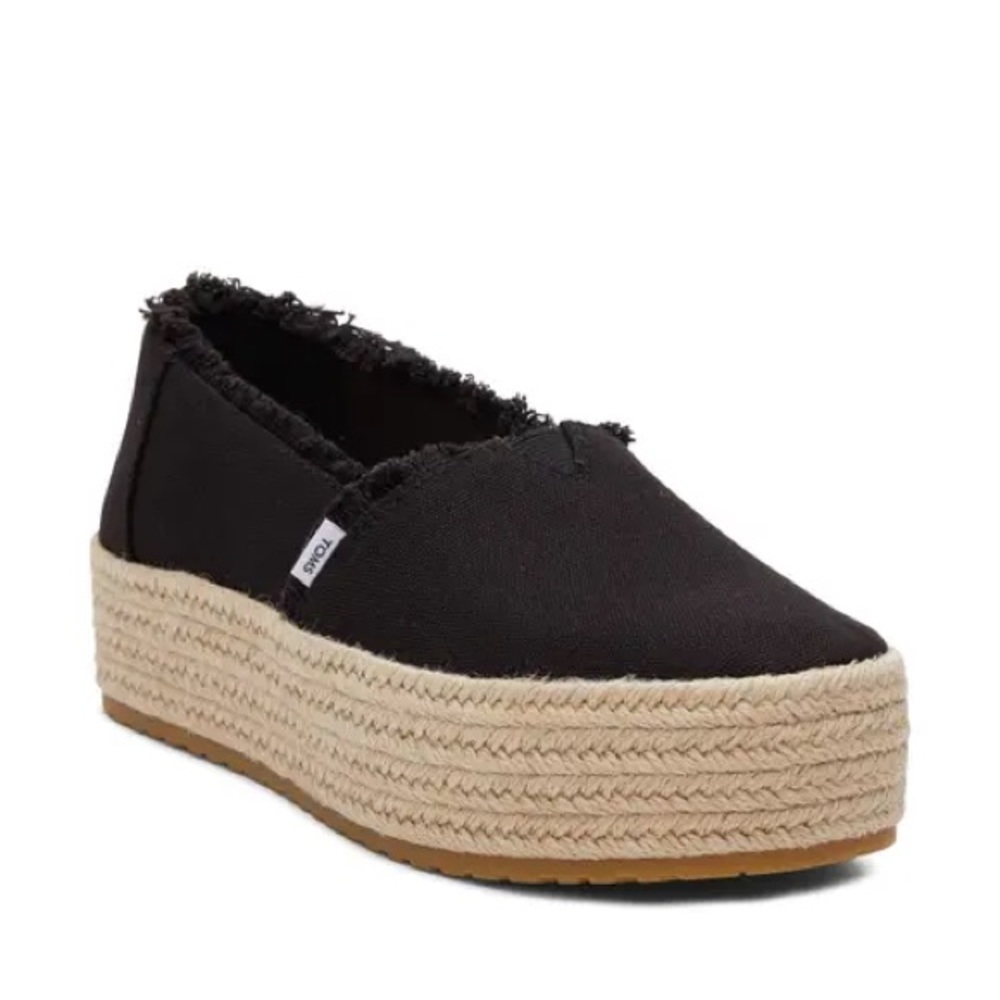 NEW TOMS Valencia Platform Espadrille in Black- Sz 9
